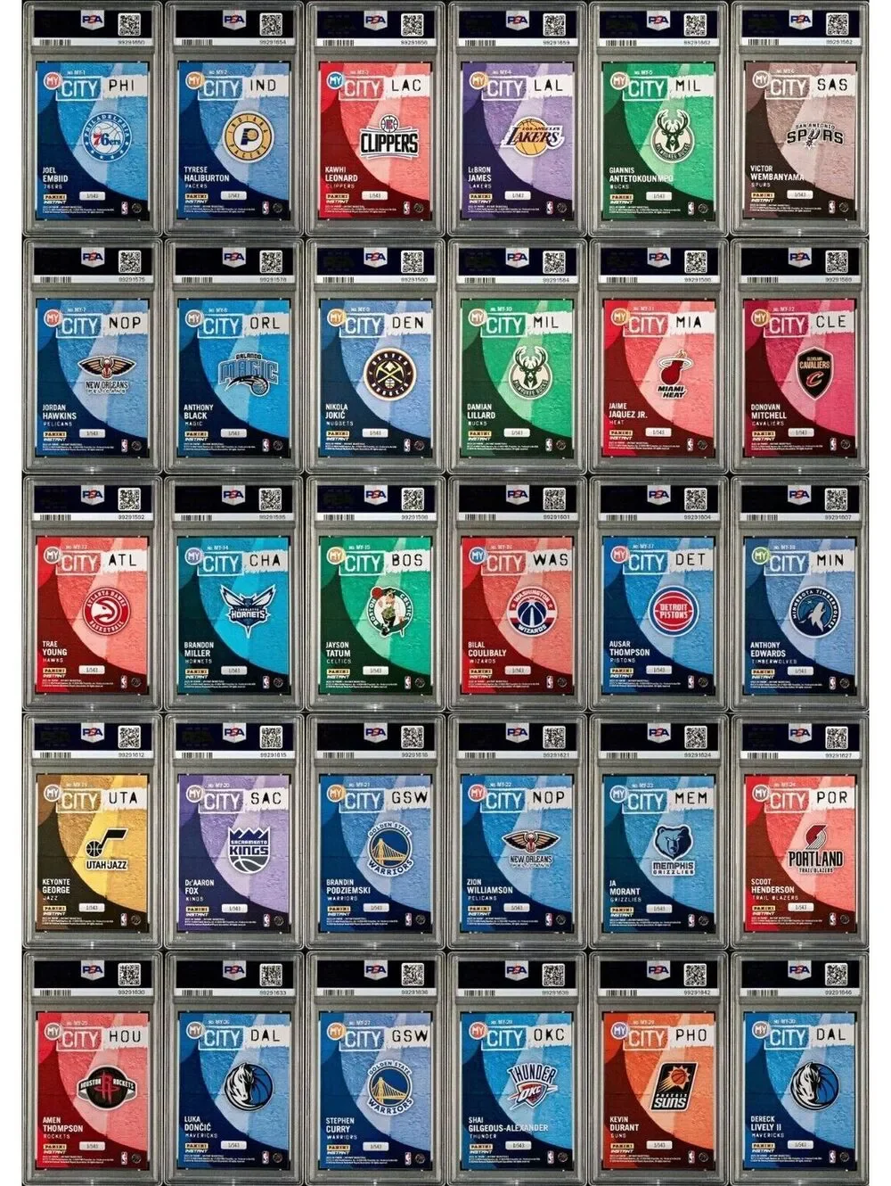 2023 Panini Instant MyCity NBA Complete 30 Card Basketball Set PSA 10 Gem Mint